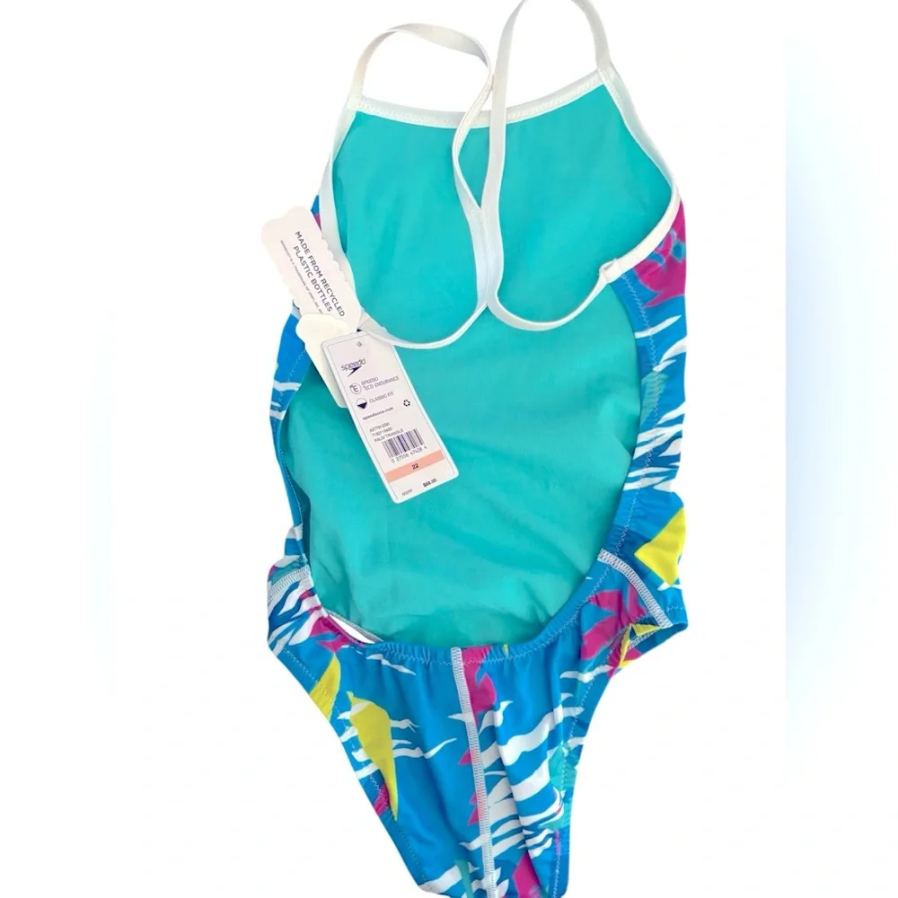 Speedo Palm Triangle Oneback Girls Swimsuit Size 6-6X NWT